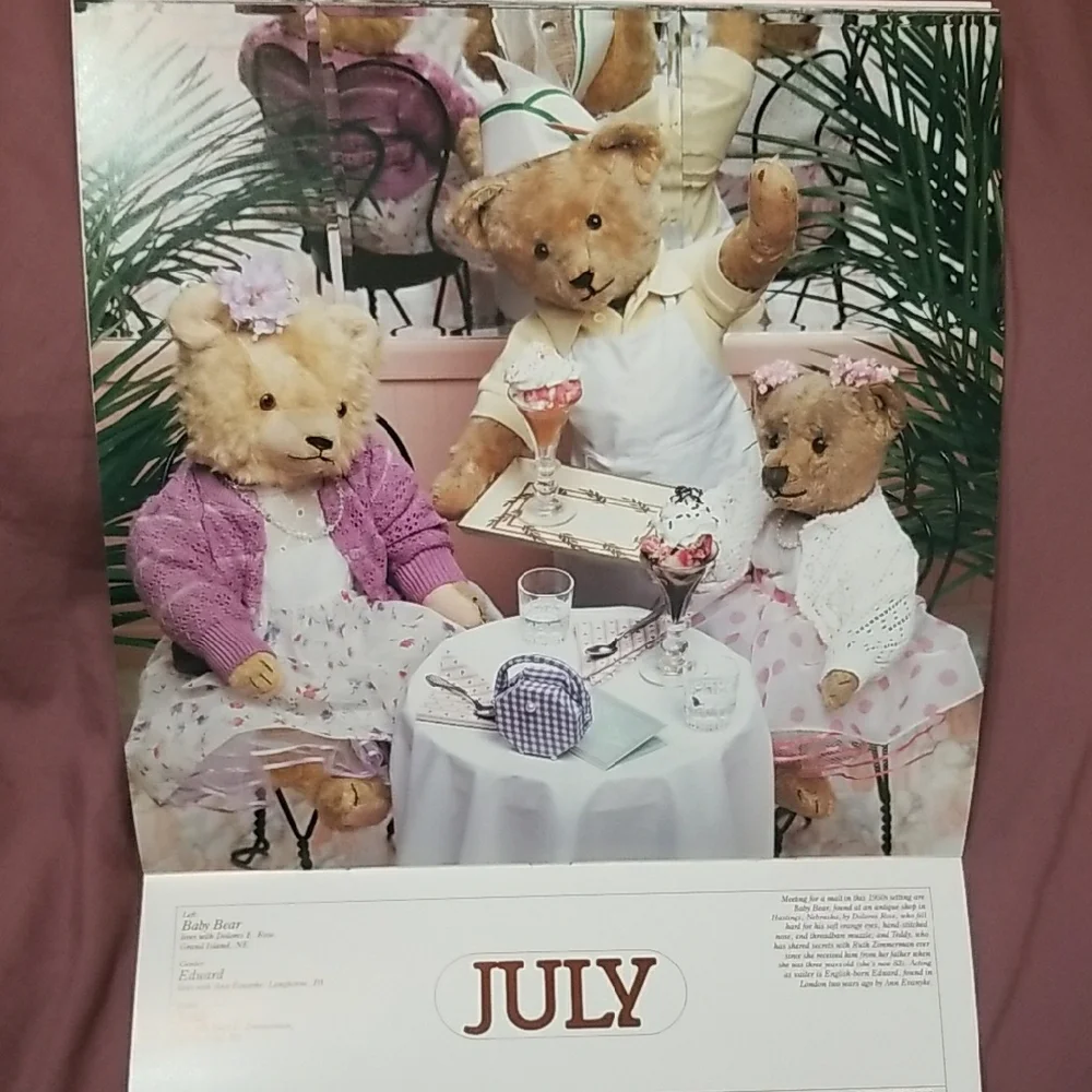Vintage 1989 Teddy Bear Calendar